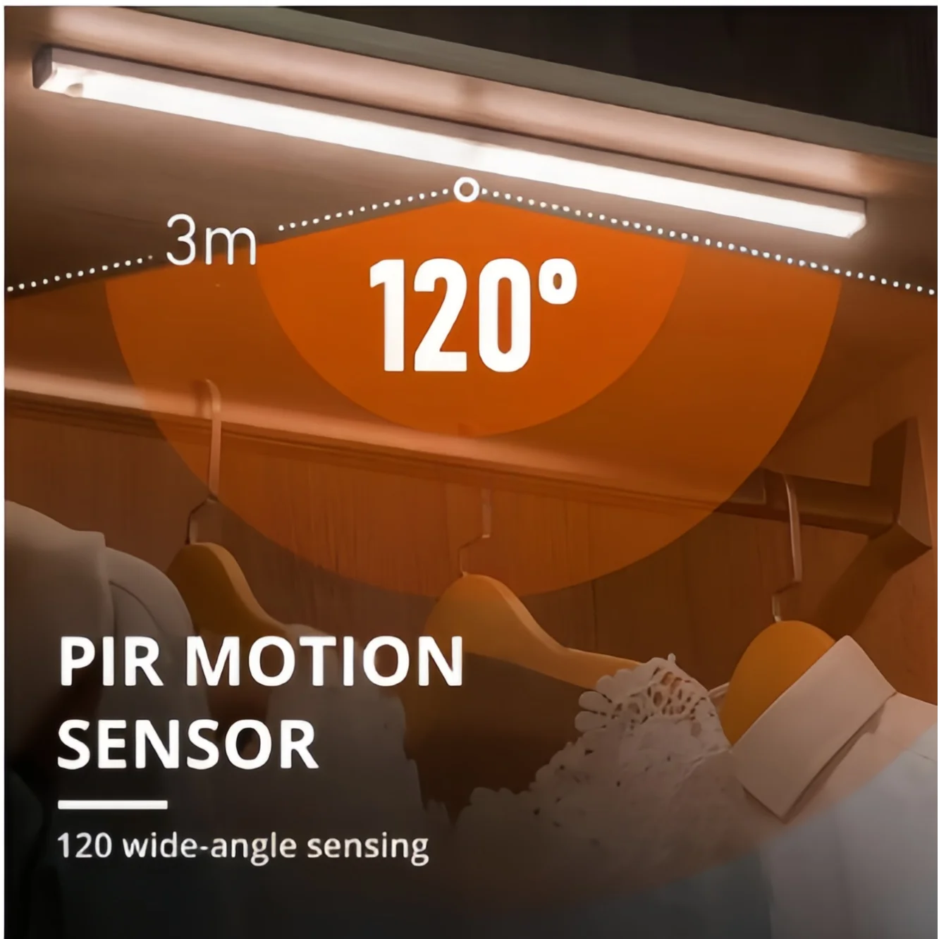 50cm Motion Sensor LED Cabinet Lamp USB Rechargeable Induction Portable Detector Bar Night Light for Kitchen Wardrobe Hallway