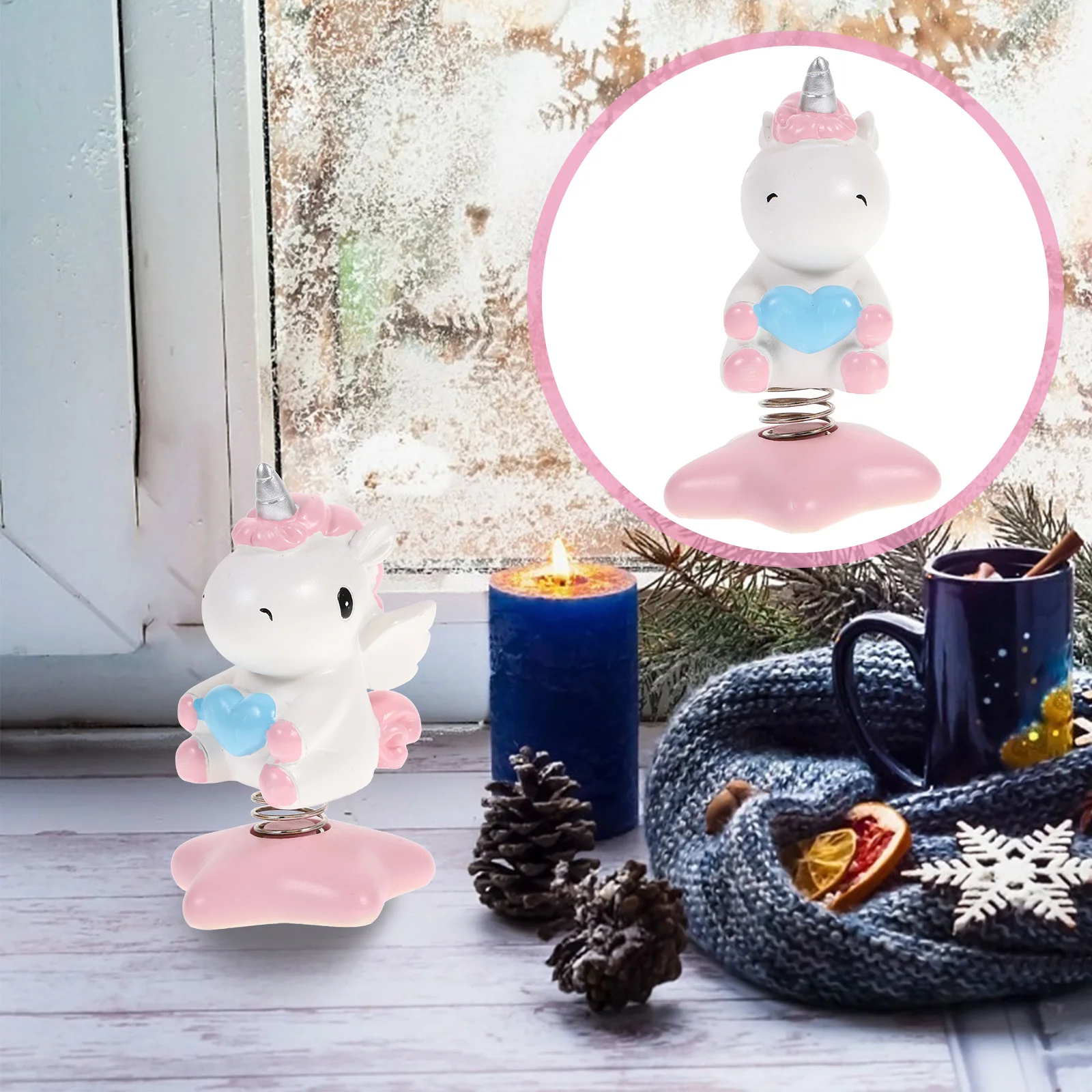 

1pc Unicorn Ornament Head Cartoon Desktop Car Dashboard Decor Resin Cute Car Dashboard Decoration Gift Family Friends Pink