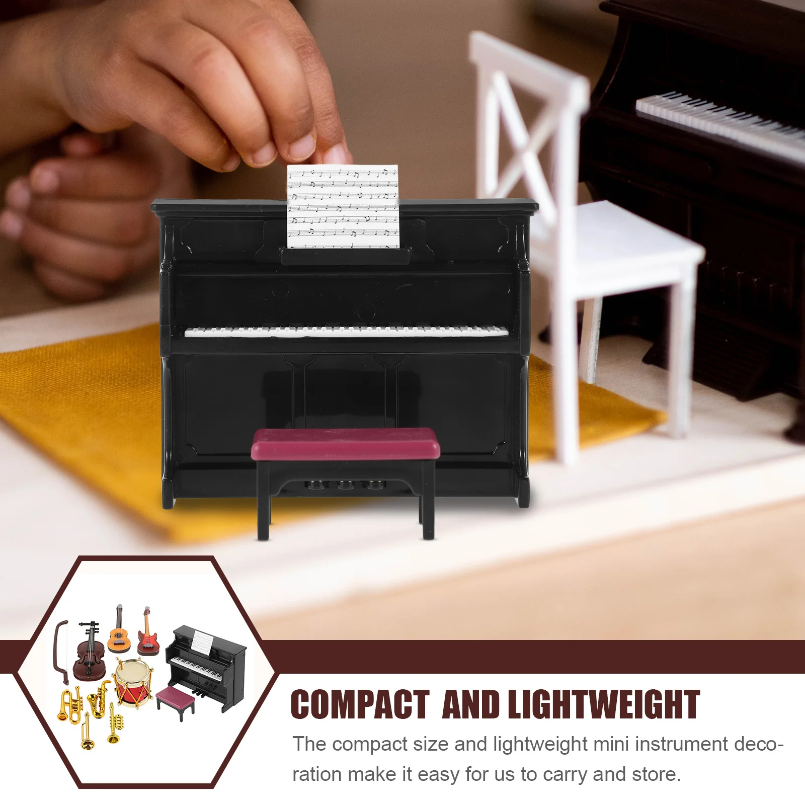 Miniatuur pianobeeldjes poppenhuis muziekinstrument speelgoed accessoire klein decoratief