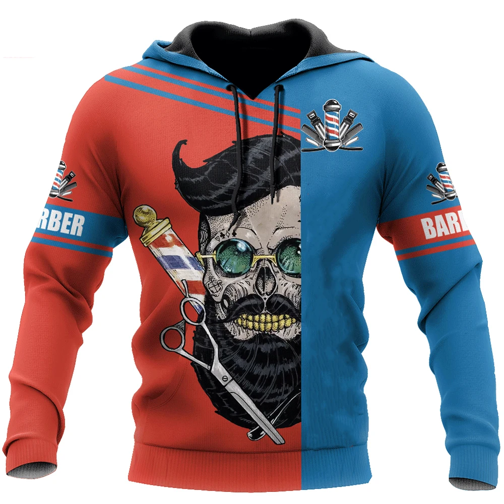 Hoodie de barbeiro de grandes dimensões masculino Harajuku, jaqueta de manga comprida, moletom com capuz, roupas Harajuku, pulôver mental para