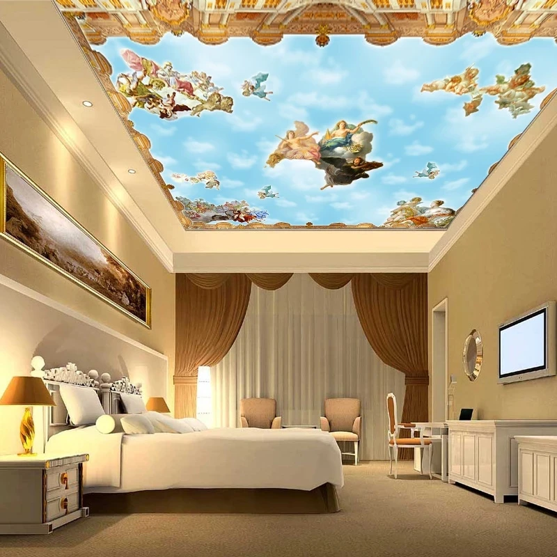 Customized wallpaper European 3D Photo murals Angels Blue Sky White Clouds Mural Living Room Ceiling decorate bedroom restaurant