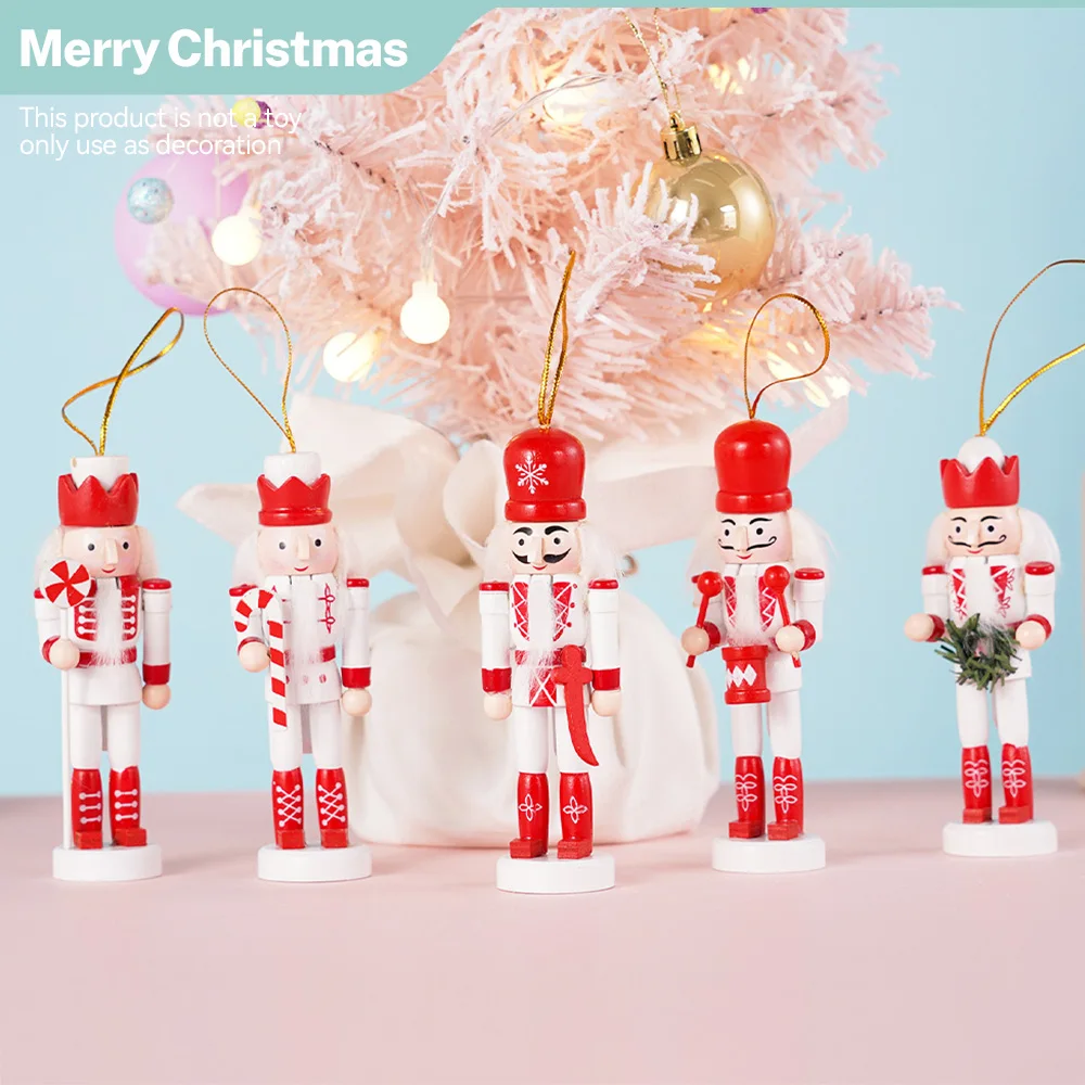 

Nutcracker 12cm Walnut Soldier Doll Puppet Pendant Five Piece Set Christmas Pendant Decoration Model Home Desktop Decorations