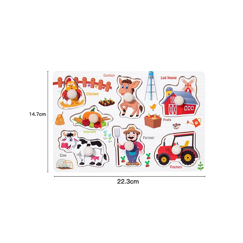 Tablero de mano Montessori para educación temprana, rompecabezas para bebé de 1-2 años, Panel de juguete a juego