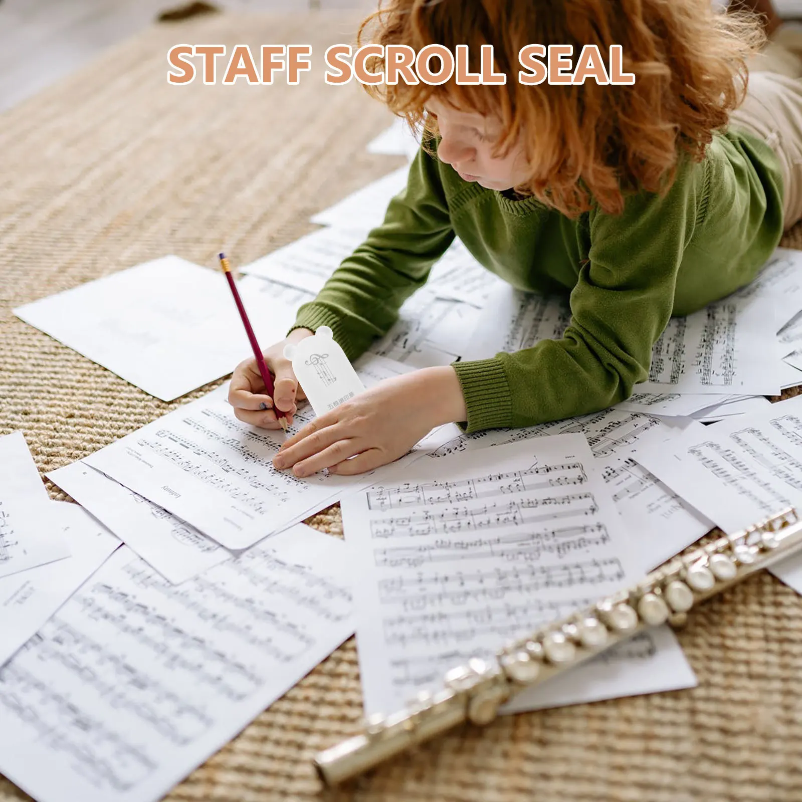 ختم الموظفين الموسيقى: أسطوانة لف ذاتية التحبير بخمسة خطوط للمعلمين، أداة ممارسة الكتابة اليدوية على الجيتار #3