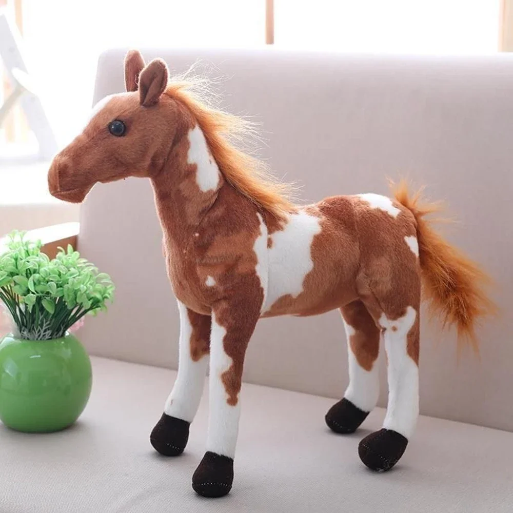 40cm Simulated Horse Doll Plush Toy Mascot Zodiac Horse Animal Doll Decoration Pillow Soft Child Birthday Gift Decoration