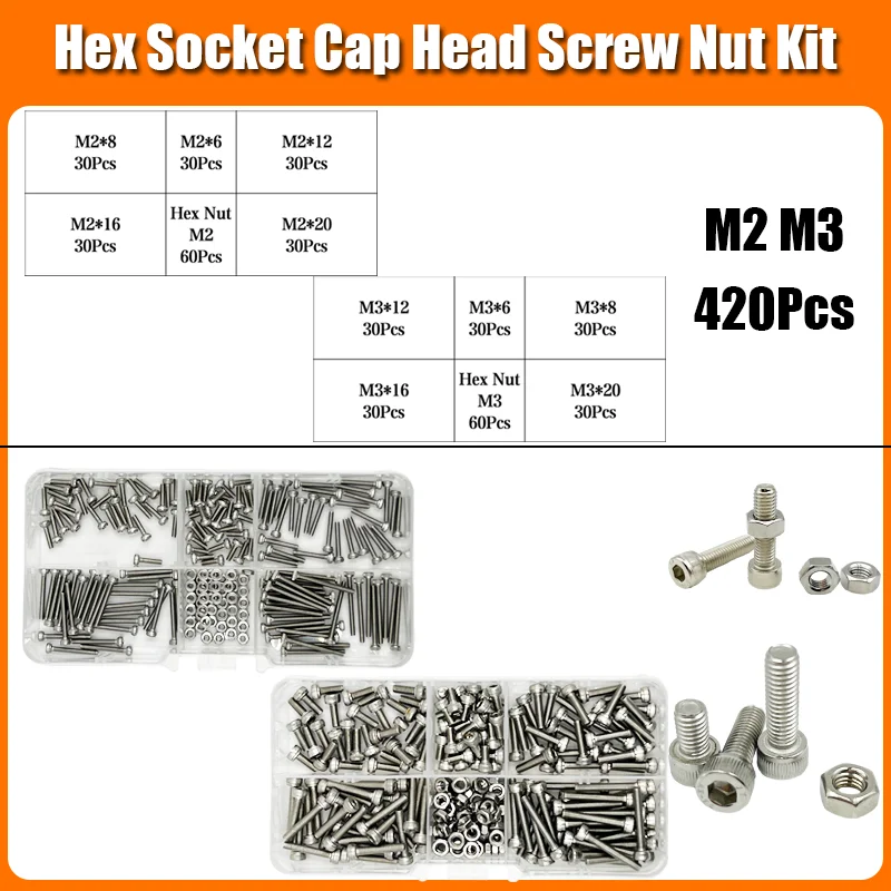M2 M2,5 M3 M4 M5 M6 M8 304 Edelstahl Sechskant Innensechskantschraube Bolzen Mutter Set Innensechskantschraube DIN912 Sechskantschraube mit Mutter – Detail 10