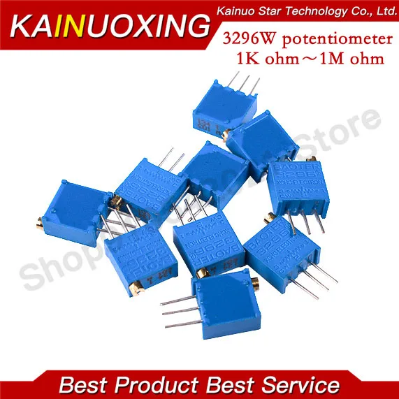 10pcs 3296W 3296 50 100 200 500 ohm 1K 2K 5K 10K 20K 50K 100K 200K 500K 1M ohm 103 100R 200R 500R Trimpot Trimmer Potentiometer