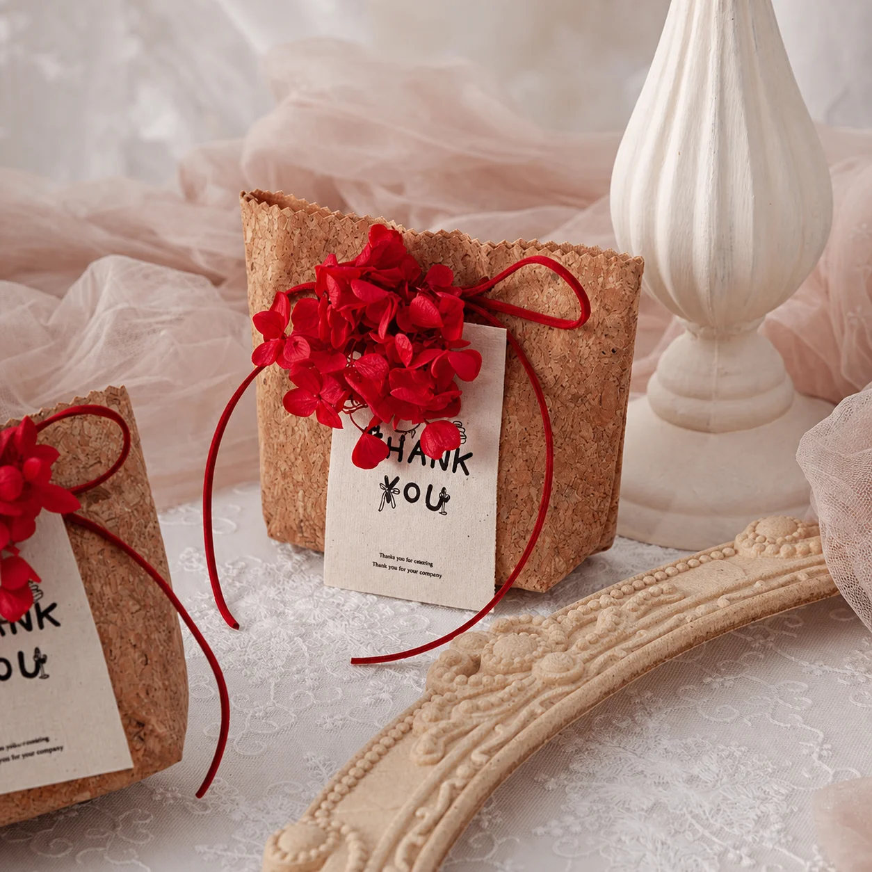Empty Candy Favor Box Self Assembly Cork Wedding Favor Candy Box Cork Gift Box Rectangular For Wedding Reception Holiday Gift