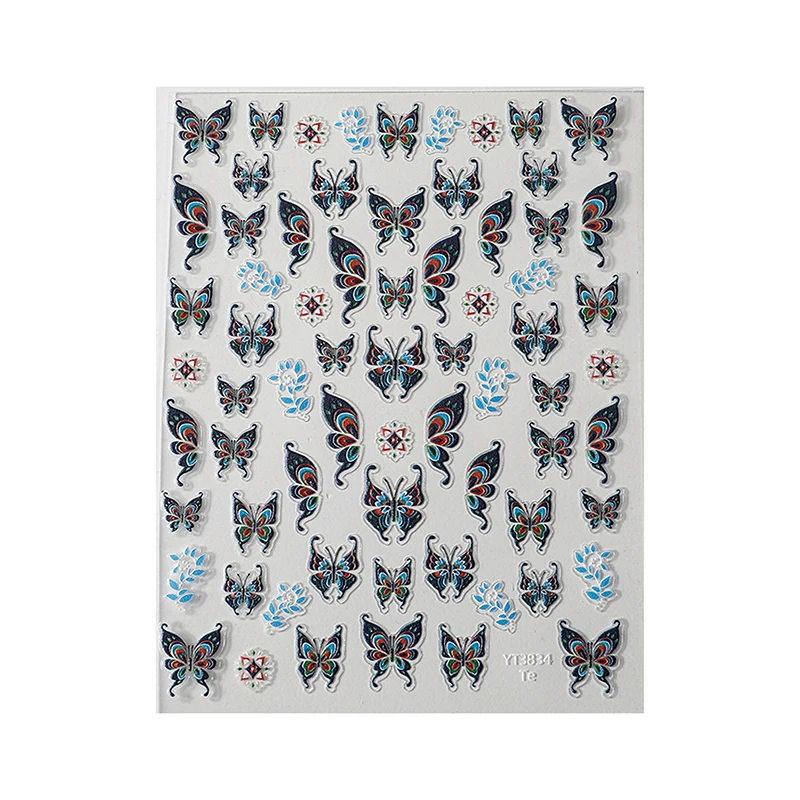 1 Sheet Chinese Style Butterfly Nail Art Stickers Self Adhesive Nail Decals Colorful Shell Light Nail Decal Shiny Manicure Salon