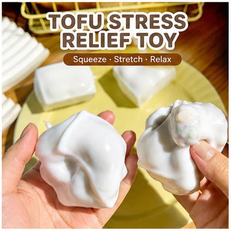 Perles moelleuses en forme de tofu, jouets anti-stress faits maison, effet sonore satisfaisant pour remplir les blocs de construction