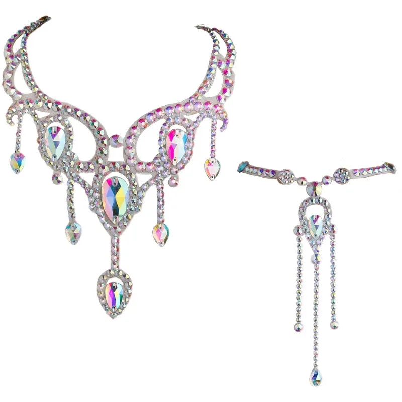 إكسسوارات قلادة الرقص اللاتيني القياسية الوطنية للرقص الشرقي المعلقات الأمامية والخلفية القلائد الزخرفية