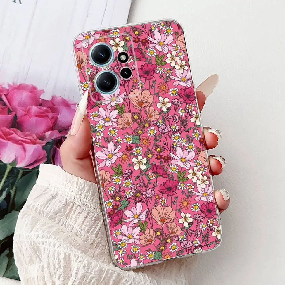 واضح ل Redmi ملاحظة 12 4G حالة الأزياء فراشة الزهور لطيف القط الحب لينة الغطاء الخلفي ل Redmi ملاحظة 12 4G جراب هاتف الوفير #3