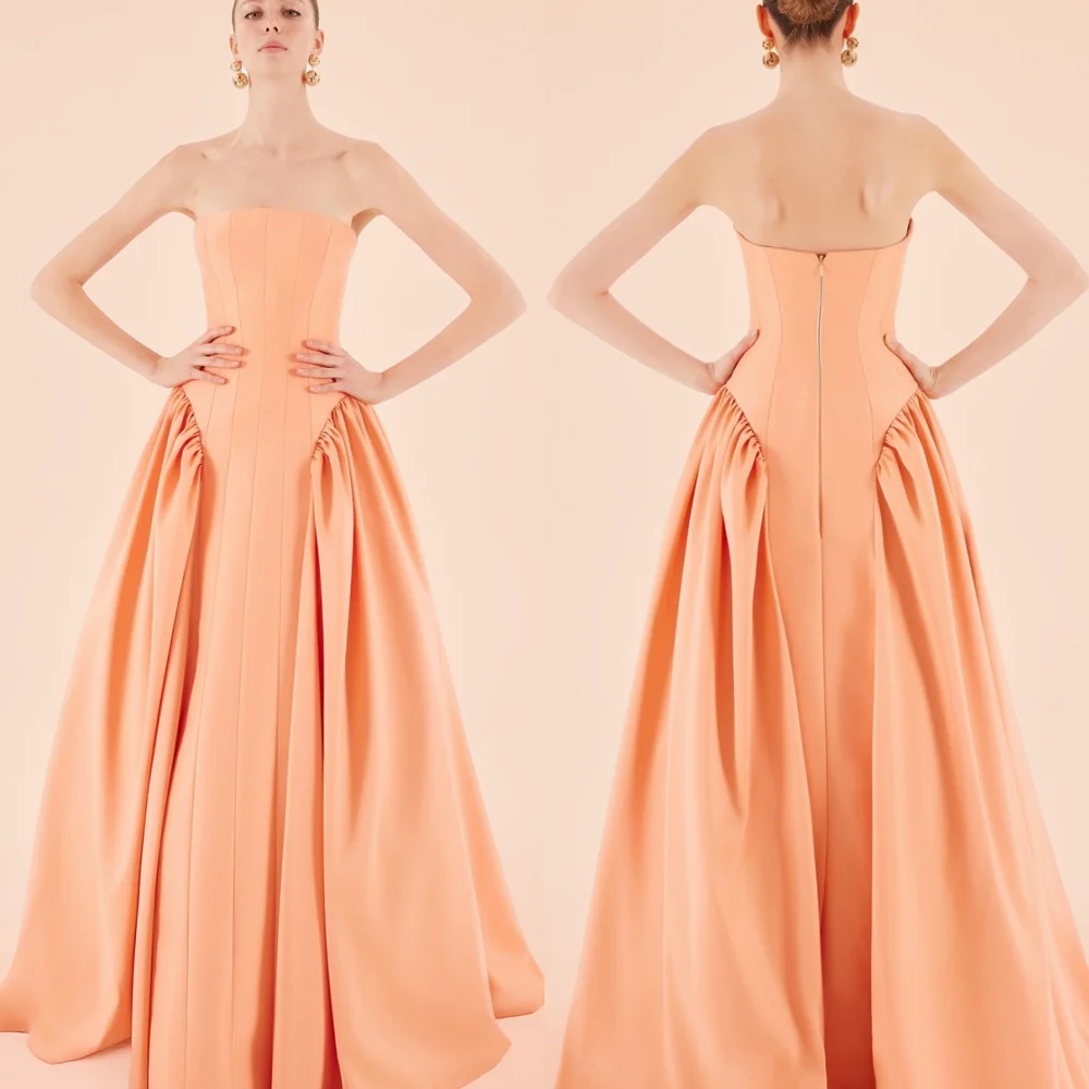 Customized Elegant pure Jersey Homecoming Dress Delicate  Strapless Panel Train Mermaid Zipper Back Customized Robe de soirée