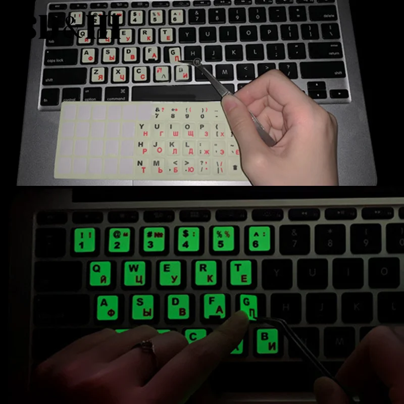 Russisch Englisch Arabisch Leuchtende Computer Tastatur Aufkleber Sprache Alphabet Schwarz Weiß Label Für Computer PC Staub Schutz