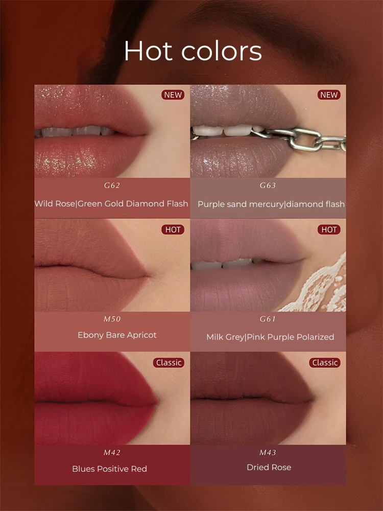 Girlcult New Dark lipstick Romance Lip Cream Fine Shimmer Nude Non-Stick Lip Glaze Liquid Lipstick Matte Aromatic Indulgence