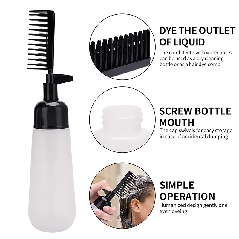 150ml Press Type Hair Dye Comb Bottle Integrated Shampoo Bottle Hair Dye Comb Bottle Baked Oil Hair Salon DIY Tool