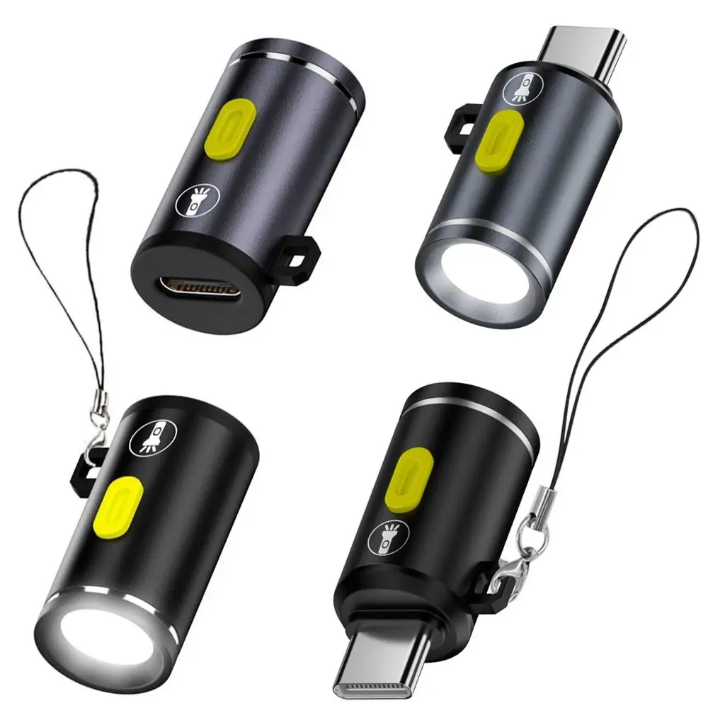 

230-люменный мини-фонарик типа C, портативный со шнурком, аварийная лампа USB C, светодиодный фонарик Plug and Play из алюминиевого сплава