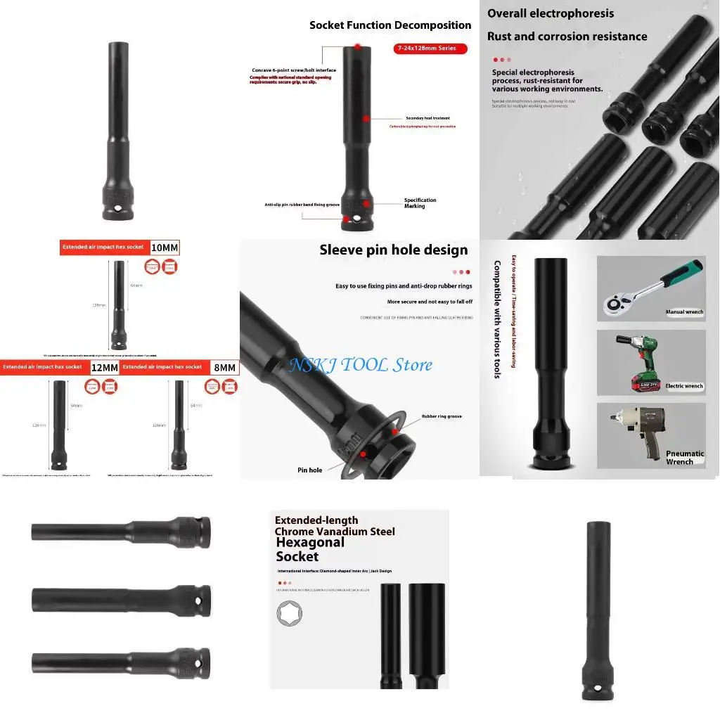 

L8RC Length Thin Walled Hexagonal Socket Set Professional Steel Tool For Deep Hole Applications Lightweight For Mobile Mechanics