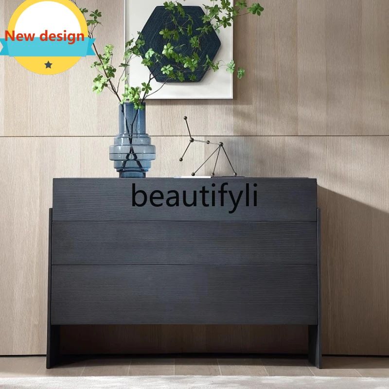 

A139 Italian Minimalist Living Room Storage Four-Three Drawer Cabinet Modern Simple Solid Wood Side Cabinet