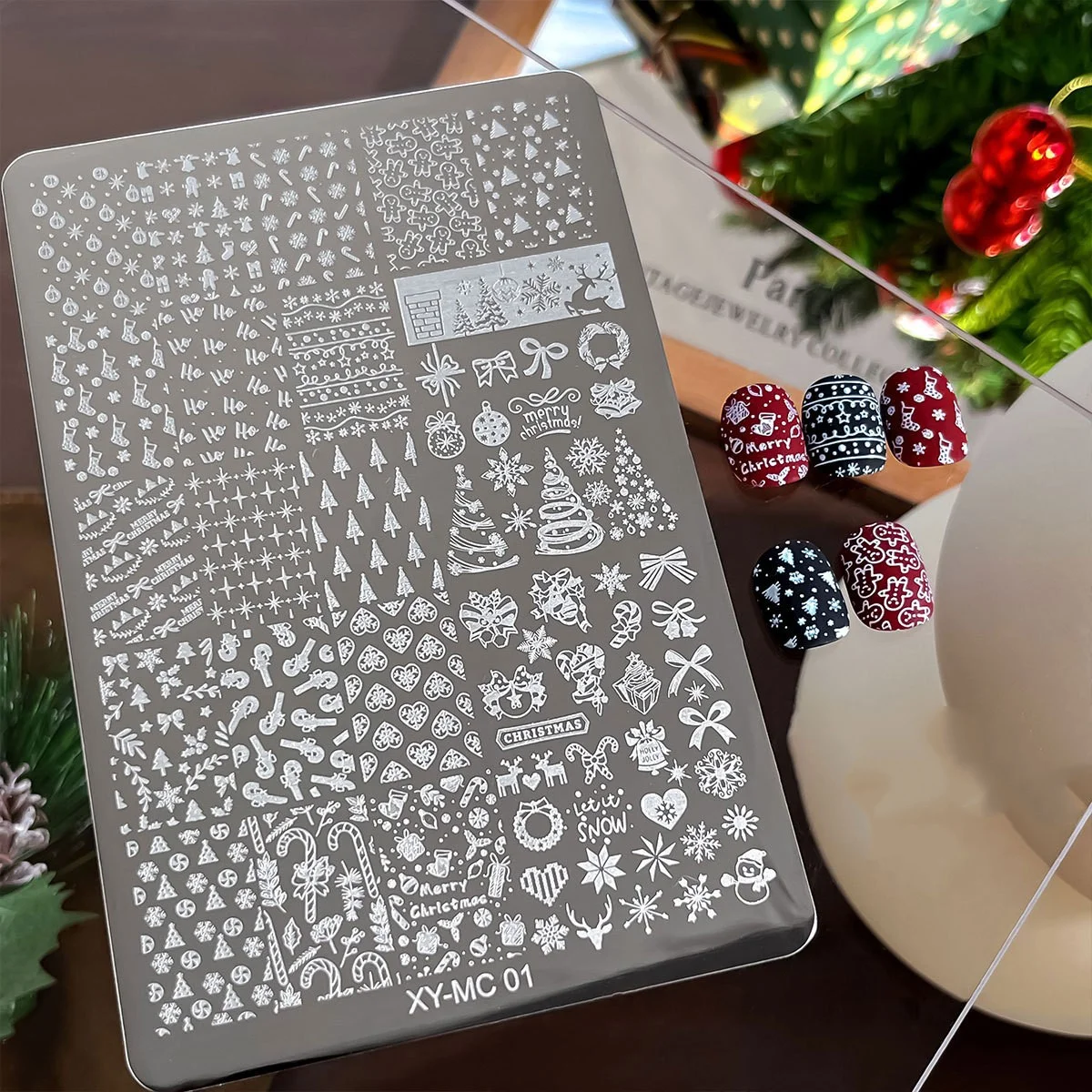 Nail Stamping Plate, Line and Dot Pattern Nail Art Template, Stainless Steel Nail Stamping Plate for Gel Nail Polish