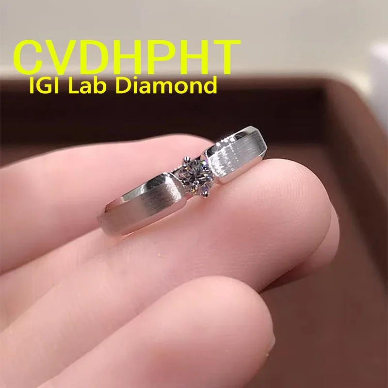 

1 2 3Ct Au585 Solid 14K White Gold Man Ring IGI Lab Growing Diamond Ring Round D VS1 Diamond wedding ring Engagement Ring ﻿