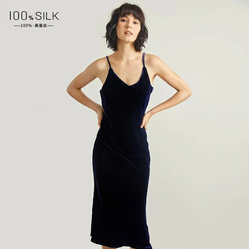

European and American style light luxury sexy silk nightdress, high-end women's spring and autumn loungewear camisole nightdress