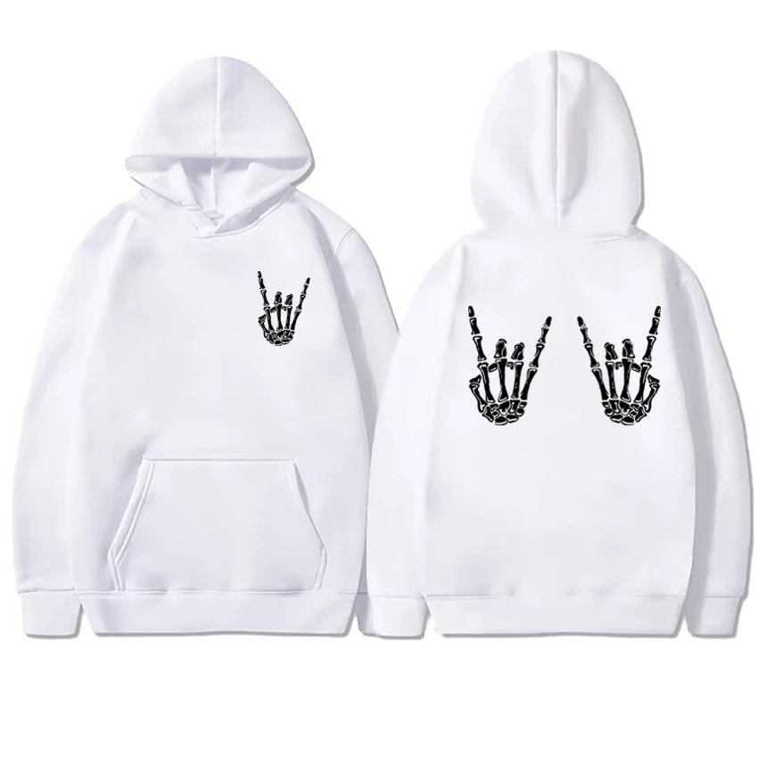 Gothic Halloween Skull Double Sided printed streetwear Hoodie Unisex harajuku punk Sweatshirt  Men women Fleece Casual pullover