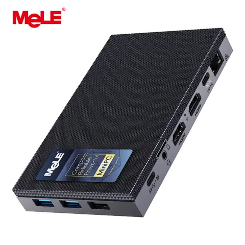 MeLE Quieter4C N150 Fanless Mini PC,8GB RAM DDR4 256GB SSD Micro Desktop Computer,Dual HDMI,Support 4K Triple Display USB3.2,USB-C,WiFi5 BT5.1,Small Portable PC Industrial Business