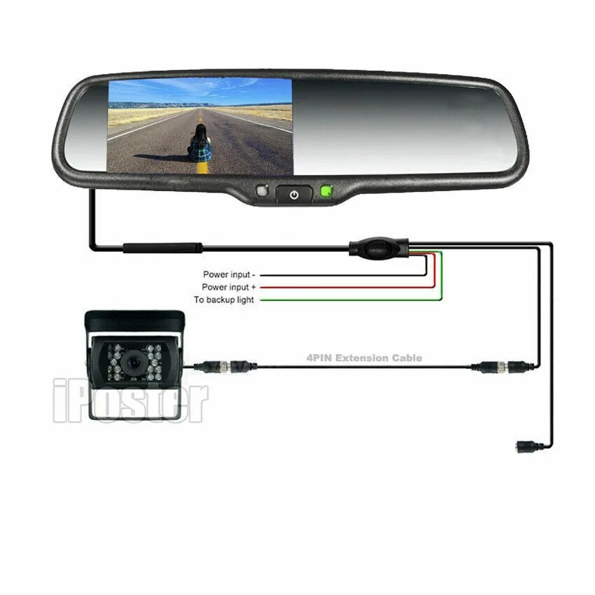 Lastbus 4.3 "OEM مرآة الرؤية الخلفية رصد + سيارة عكس الكاميرا لشاحنة قافلة فان طقم الرؤية الخلفية تويوتا هوندا نيسان المركبات