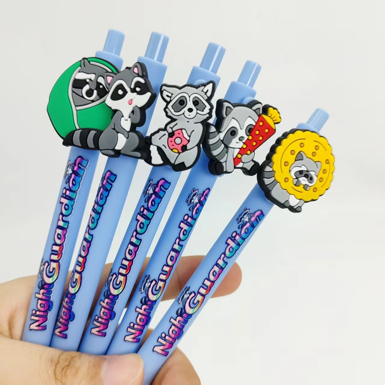 Bolígrafo de la serie Fitness Raccoon, bolígrafo de regalo con tema de mapache, regalo de Festival de escritura para estudiantes, 8 Uds./14 Uds.