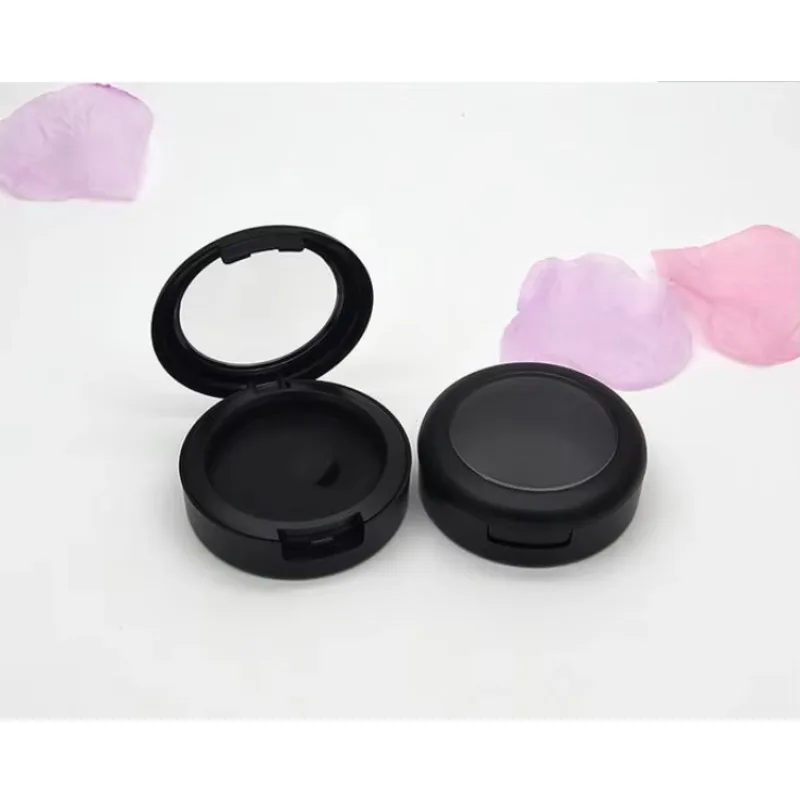 36mm Frost Black Empty Blusher Cosmetic Compact Box Plastic Eyeshadow Case Clear Cap Cosmetic Powder Container