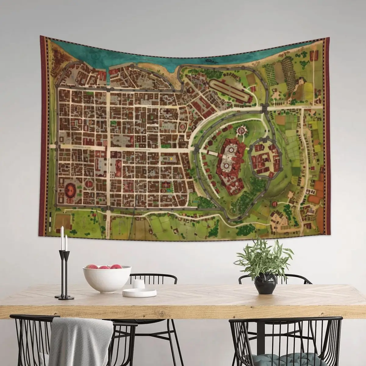 

Furthest: Crown Jewel of Lunar Tarsh - a Gloranthan city Map Tapestry Tapete For The Wall Custom Korean Room Decor Tapestry