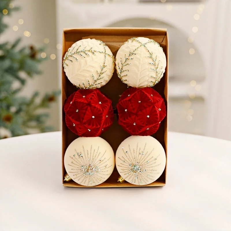 

6-Piece Velvet Christmas Tree Decoration Pendant, Scene Arrangement, Christmas Ball, Christmas Decoration