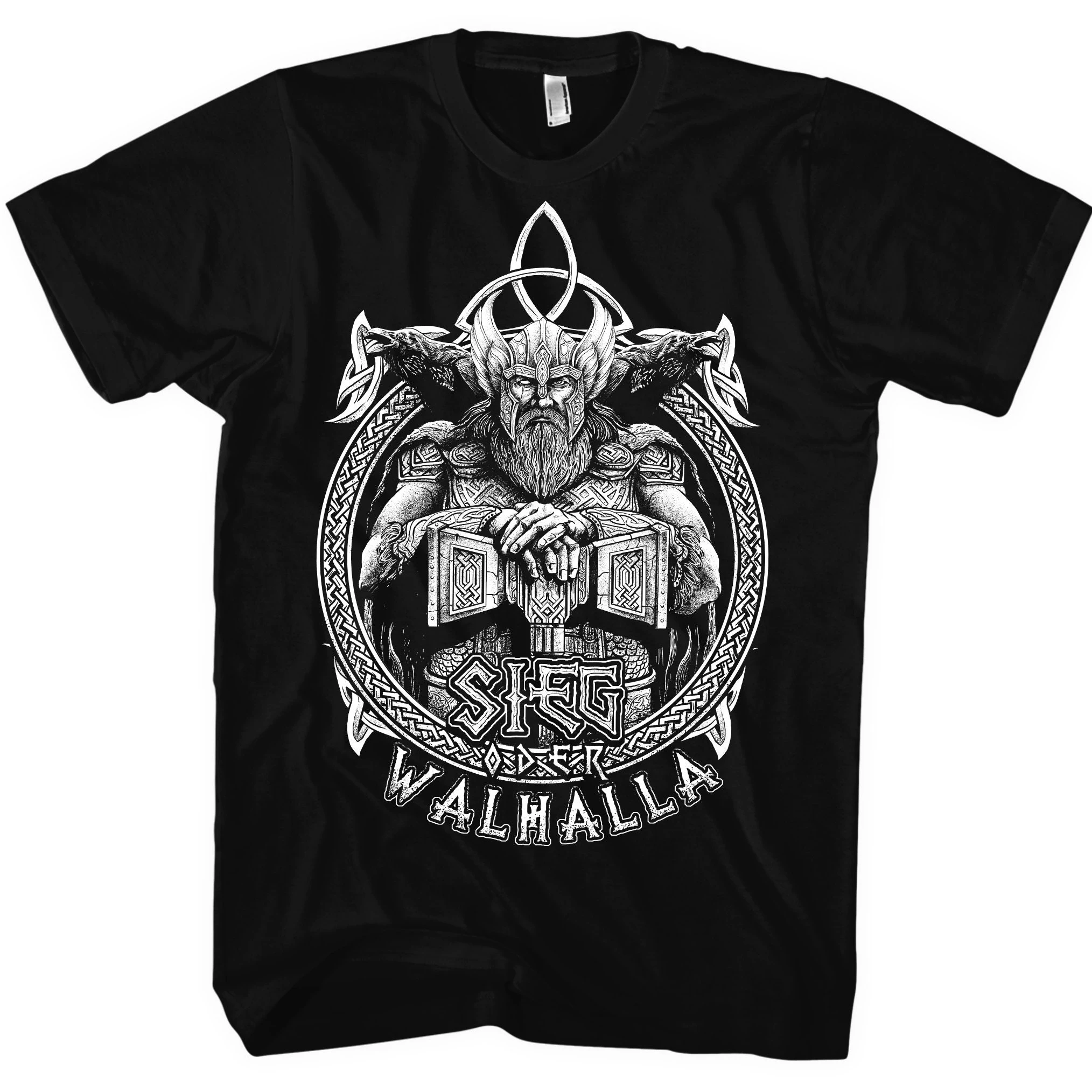 

Odin's Raven Rune Valhalla T-Shirt 100% Cotton O-Neck Summer Short Sleeve Casual Mens T-shirt Size S-3XL