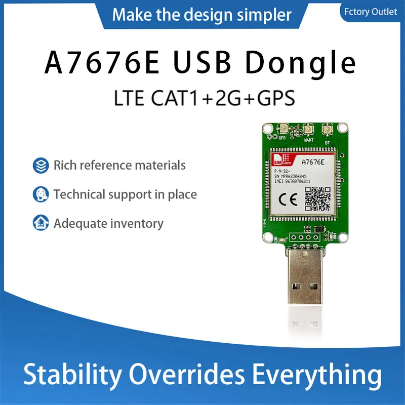 Placa central Dongle USB SIMcom A7676E/A7676E PCIE/A7676E, compatible con datos + voz 1 Uds LTE-FDD B1/B3/B8/B20/B31/B72
