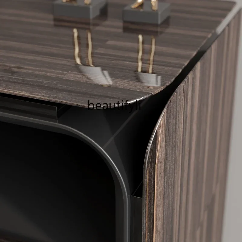 

Italian light luxury coffee table post-modern coffee table wood grain simple long coffee table piano paint a16