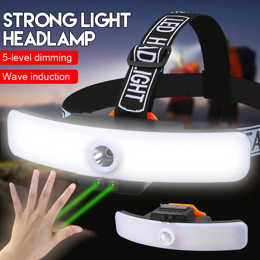 

Mini Portable USB Rechargeable COB Headlamp LED Light with External Battery Flashlight for Outdoor Camping Fishing Car Repair