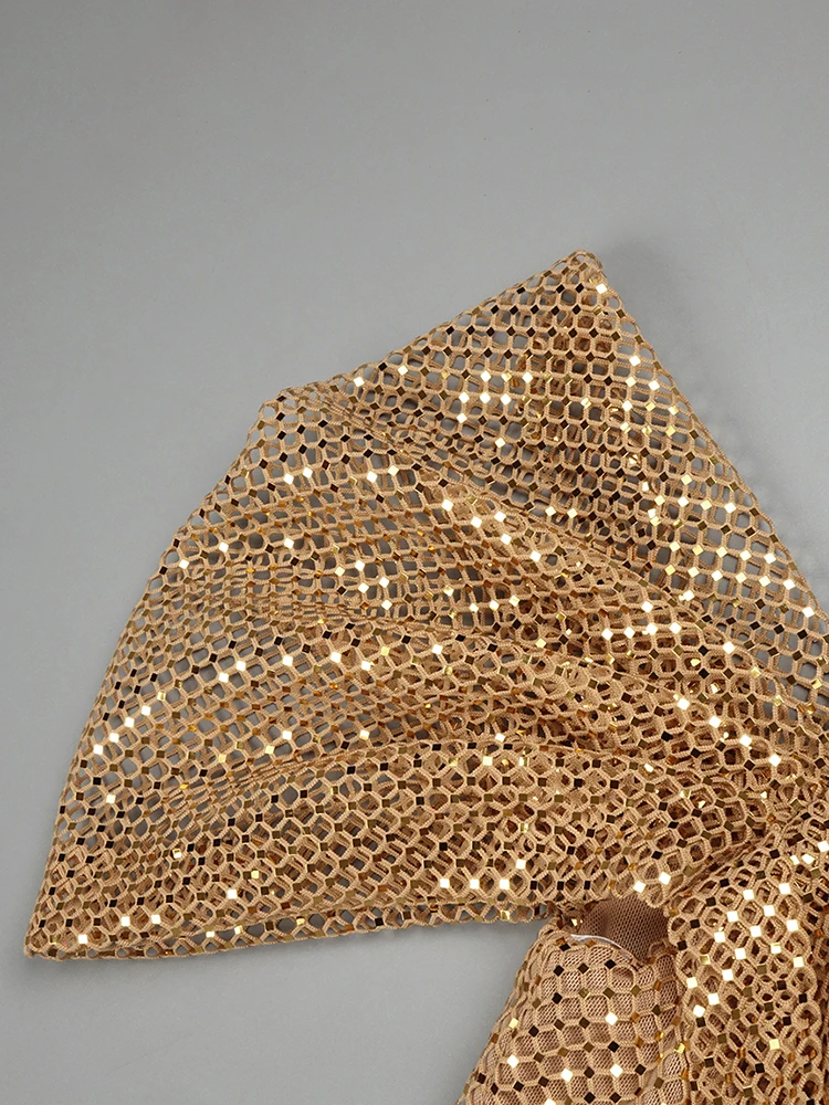 فستان أنيق للحفلات المسائية لحفلات الكوكتيل ذهبي بدون أكتاف مرصع بالألماس فستان طويل سباركلي للنساء فساتين فيستدو دروبشيبينغ #6