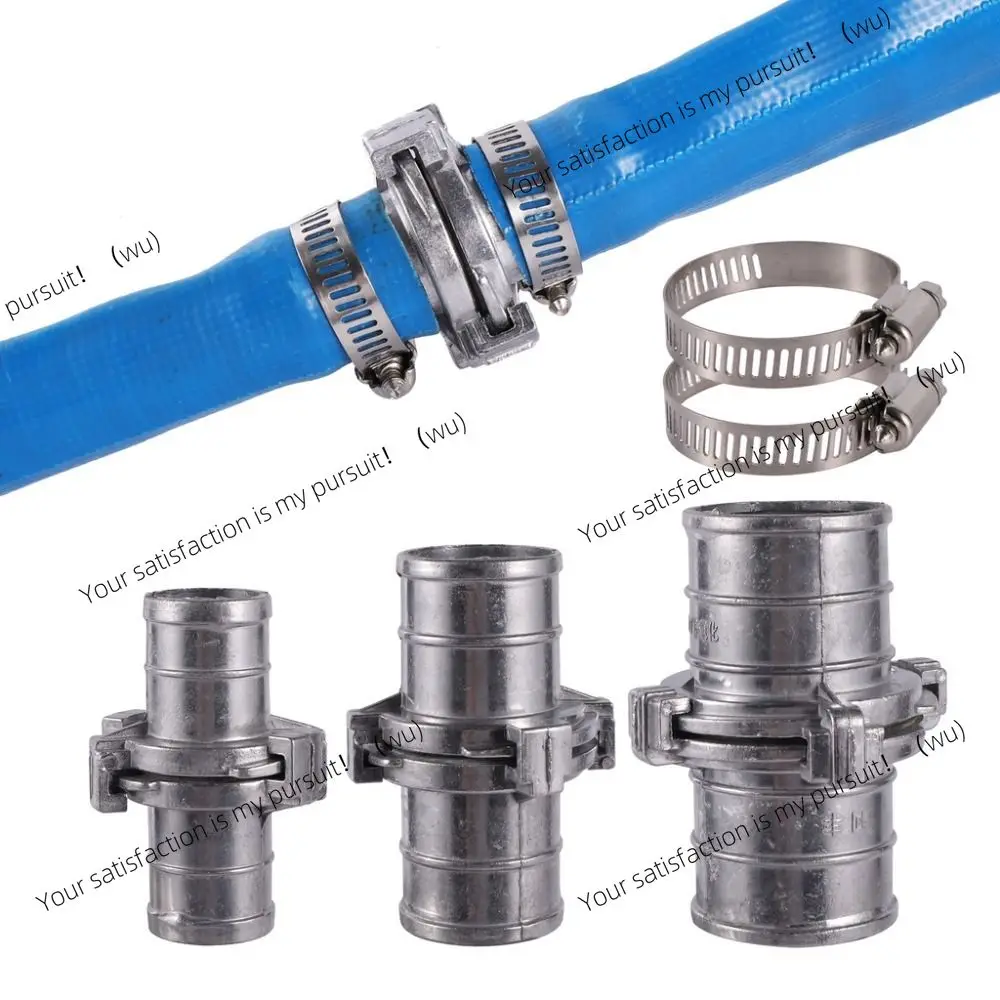 Aluminum hose connector with hose clamp, used for watering trees and agriculture
