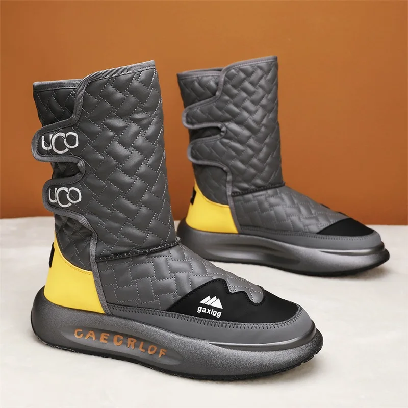 

Winter Men's Snow Boots Warm Plush Mixed Colors Design Soft Boots High Quality Fashion Comfortable Casual Outdoor Shoes for Mens