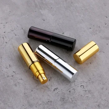 Wholesale 5ml 10ml 10pcs-100pcs UV coated spray bottles shiny gold silver black perfume portable trial sample sub-bottled