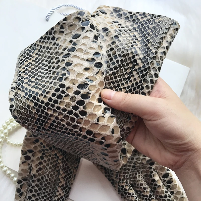 Long Genuine Leather Gloves No Lining Soft Sheepskin Snake Pattern Custom Made Women Elbow Gloves T stage gloves