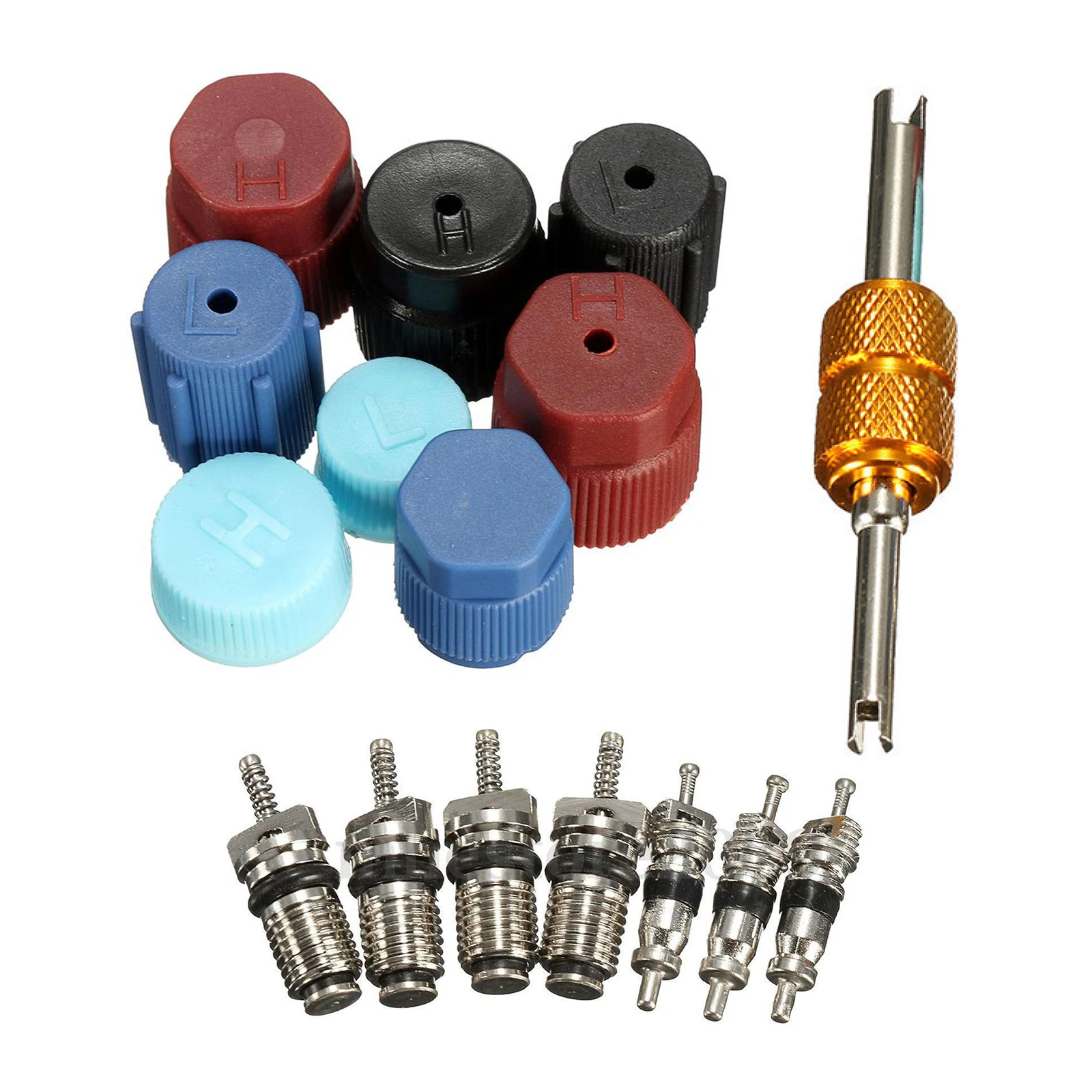 

Набор из 16 универсальных клапанов для автомобильных кондиционеров: заглушки и сердечники клапанов для быстрой герметизации системы кондиционирования автомобиля