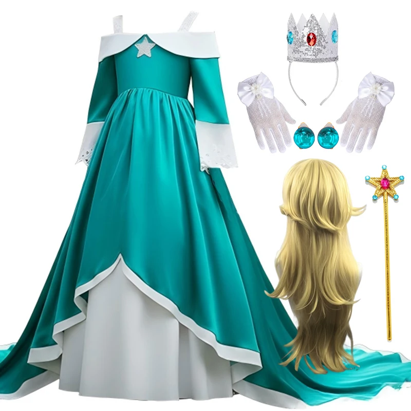 Vestido de Princesa Rosalina para Niñas, Disfraz de Halloween, Baile de Máscaras, Disfraz Infantil, Elegante Vestido de Fiesta con Cola, 12 Años