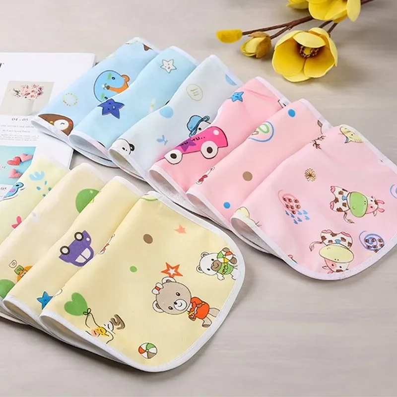 Random 5 Pcs Baby Cartoon Snap Waterproof Bib Super Soft Baby Bib Newborn Crystal Velvet Saliva Towel