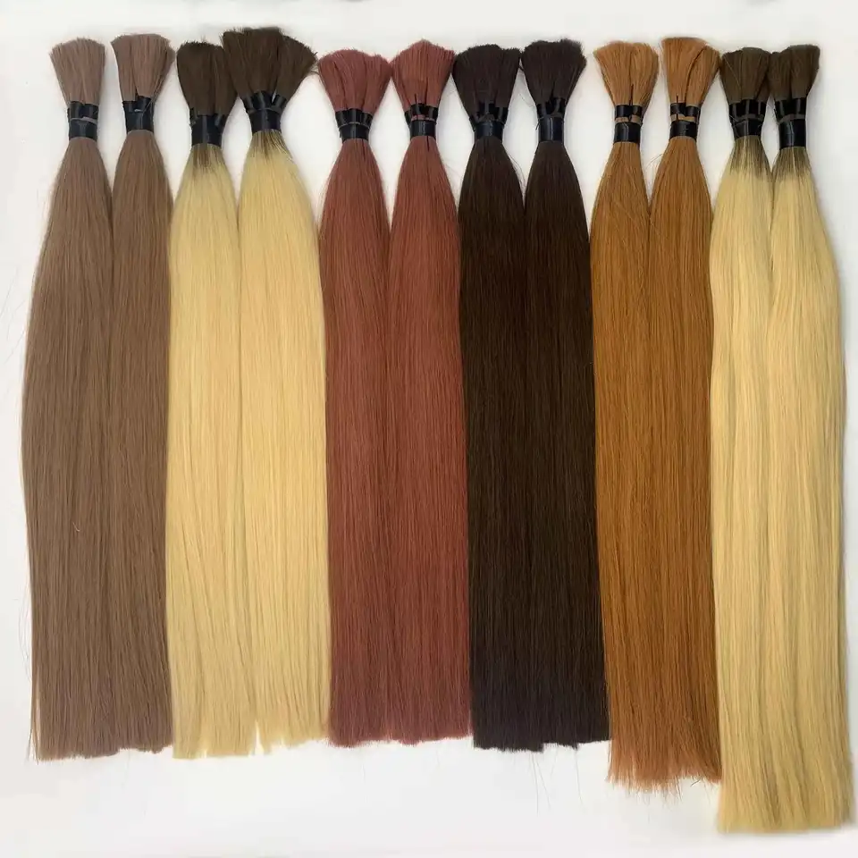 Cabello Humano Virgen Real 100% Sin Weft, Extensiones a Granel, Negro y Rubio 613, Cabello a Granel 12A para Tejer y Trenzar, Sin Procesar 5