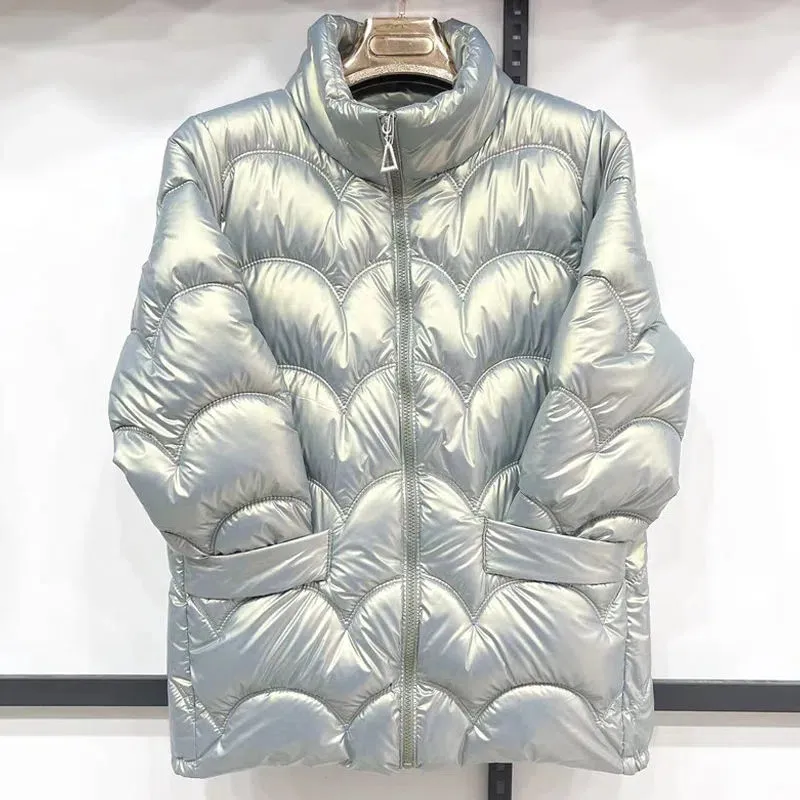 Glossy Bread Clothes Down Cotton Coat Female New Overcoat Wild Stand Collar Cotton Clothes Loose Winter Padded Jacket