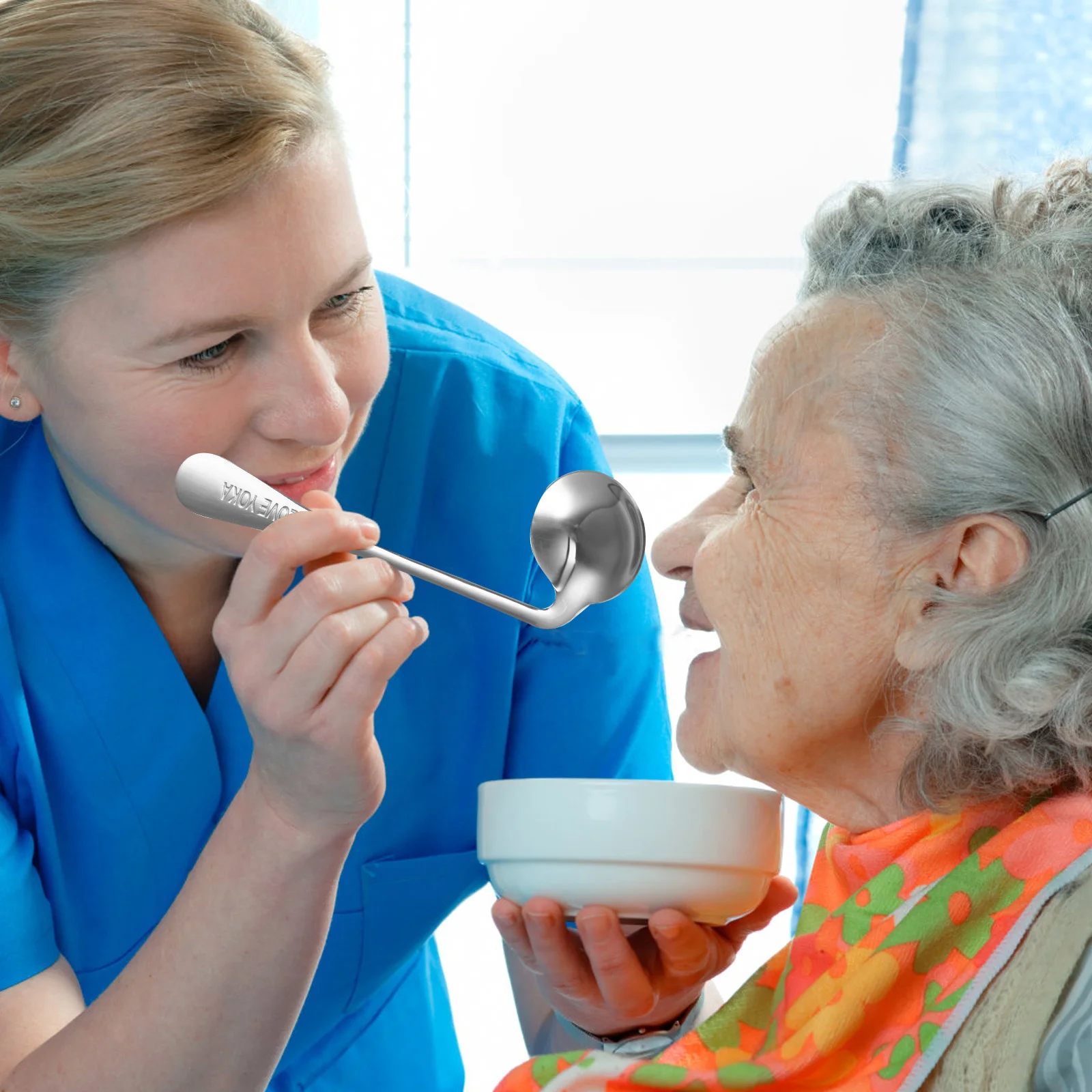 

Изогнутая ложка, угловая посуда для кормления из нержавеющей стали для пожилых людей и инвалидов, правая рука, удобная самостоятельная кормление