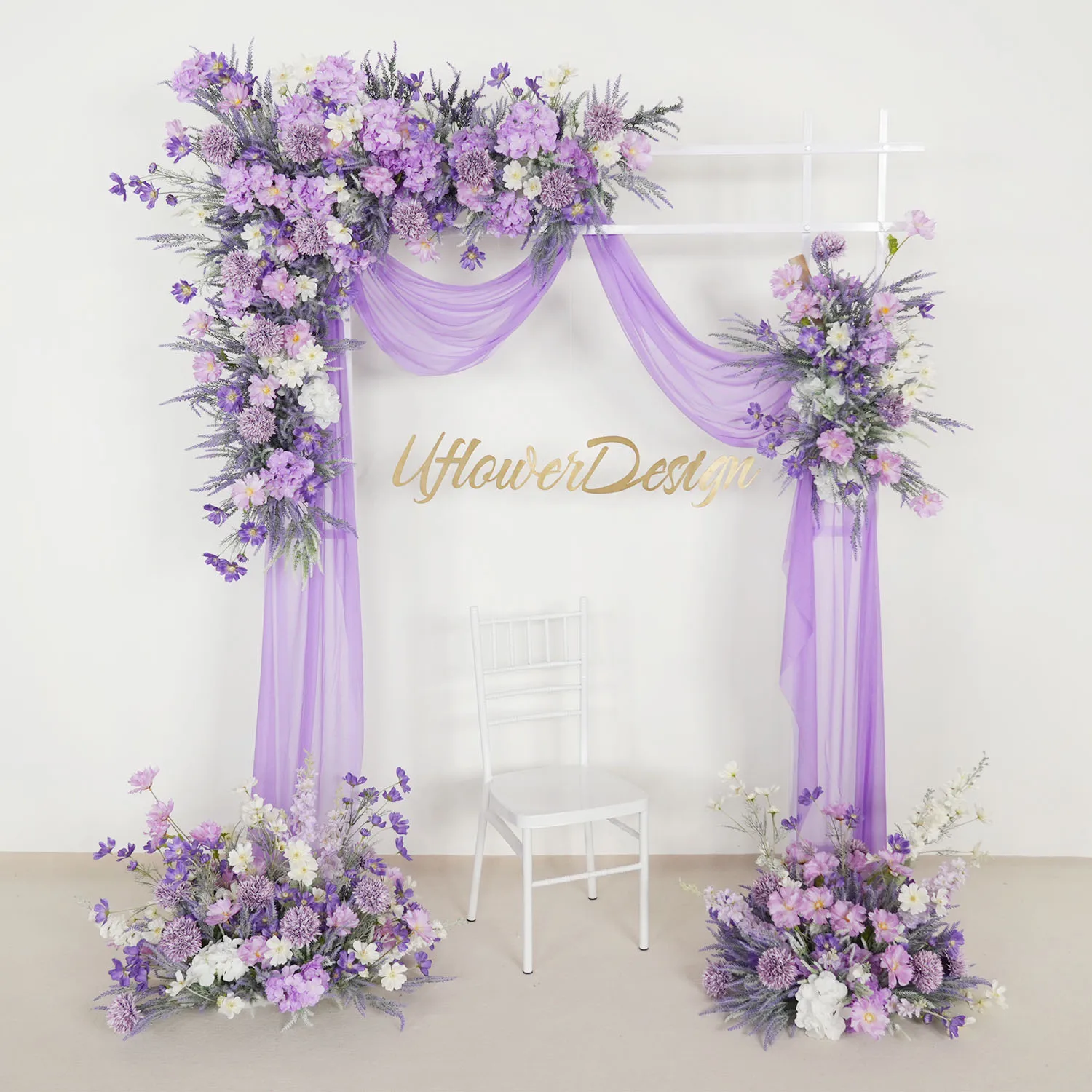 

Uflower Purple Wedding Decoration Artificial Flower Floral Arch Backdrop Arrangement Hanging Flower Row Road Lead Flower Ball