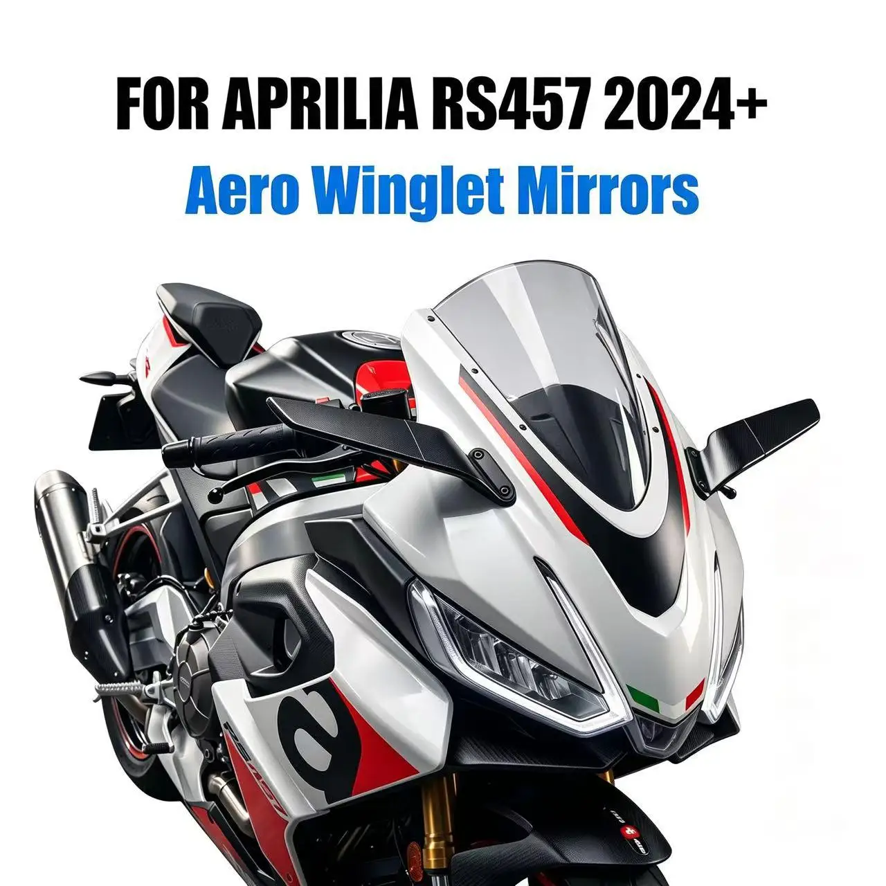 Specchietti Stealth per Moto Aprilia RS 457, Accessori RS457 2024-, Specchietti Laterali Regolabili per APRILIA 457RS 457 RS con Alette Fisse